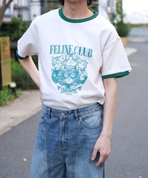 HOOK -original-　ニャンコ船長ヴィンテージ風プリントリンガーTEE (SS)