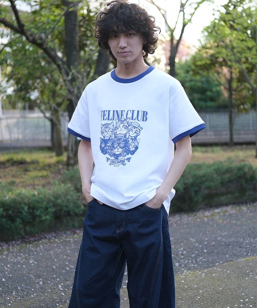 HOOK（フック）の「HOOK -original-　ニャンコ船長ヴィンテージ風プリントリンガーTEE (SS)（Tシャツ/カットソー・メンズ・ホワイト/ネイビー/ライトベージュ・MEDIUM/X-LARGE/LARGE）」の10枚目の写真