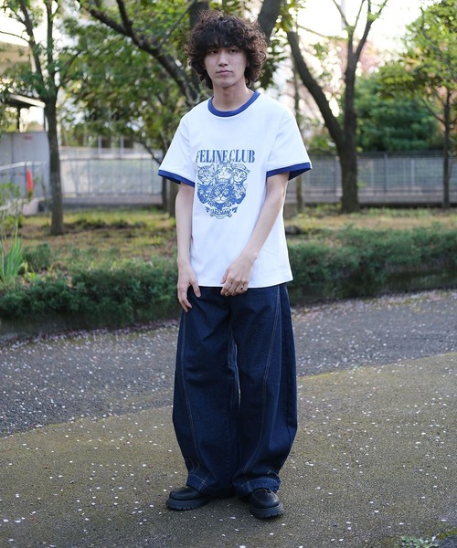 HOOK（フック）の「HOOK -original-　ニャンコ船長ヴィンテージ風プリントリンガーTEE (SS)（Tシャツ/カットソー・メンズ・ホワイト/ネイビー/ライトベージュ・MEDIUM/X-LARGE/LARGE）」の8枚目の写真