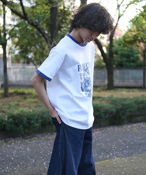 HOOK（フック）の「HOOK -original-　ニャンコ船長ヴィンテージ風プリントリンガーTEE (SS)（Tシャツ/カットソー・メンズ・ホワイト/ネイビー/ライトベージュ・MEDIUM/X-LARGE/LARGE）」の11枚目の写真