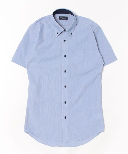 TOKYO SHIRTS（トウキョウシャツ）の「形態安定ノンアイロン ドゥエボットーニ 半袖ビジネスワイシャツ（ビジネスシャツ・メンズ・ブルー・首回り39cm/首回り41cm/首回り42cm/首回り43cm/首回り37cm）」の4枚目の写真