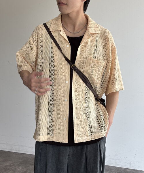 CPCM（シーピーシーエム）の「ピグメントレースシャツ（シャツ/ブラウス・メンズ・ブラウン/チャコールグレー/カーキ/アイボリー・MEDIUM/LARGE）」の5枚目の写真