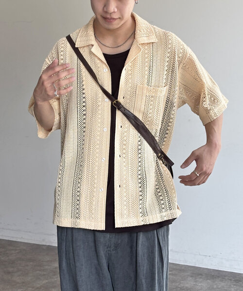 CPCM（シーピーシーエム）の「ピグメントレースシャツ（シャツ/ブラウス・メンズ・ブラウン/チャコールグレー/カーキ/アイボリー・MEDIUM/LARGE）」の9枚目の写真