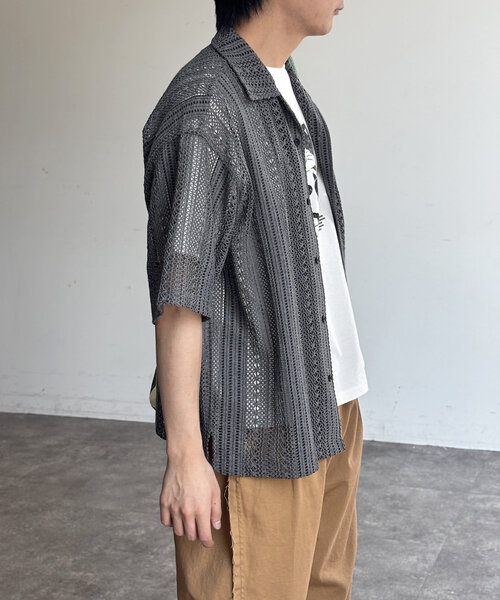 CPCM（シーピーシーエム）の「ピグメントレースシャツ（シャツ/ブラウス・メンズ・ブラウン/チャコールグレー/カーキ/アイボリー・MEDIUM/LARGE）」の17枚目の写真