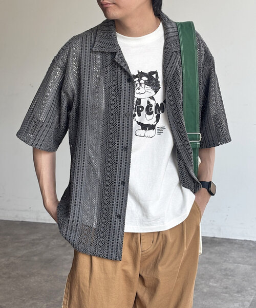 CPCM（シーピーシーエム）の「ピグメントレースシャツ（シャツ/ブラウス・メンズ・ブラウン/チャコールグレー/カーキ/アイボリー・MEDIUM/LARGE）」の18枚目の写真