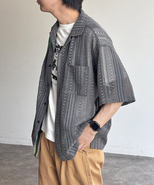 CPCM（シーピーシーエム）の「ピグメントレースシャツ（シャツ/ブラウス・メンズ・ブラウン/チャコールグレー/カーキ/アイボリー・MEDIUM/LARGE）」の19枚目の写真