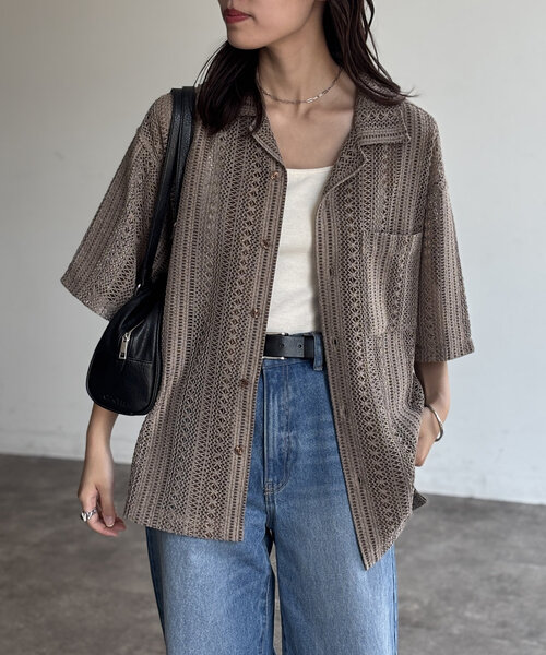 CPCM（シーピーシーエム）の「ピグメントレースシャツ（シャツ/ブラウス・メンズ・ブラウン/チャコールグレー/カーキ/アイボリー・MEDIUM/LARGE）」の21枚目の写真