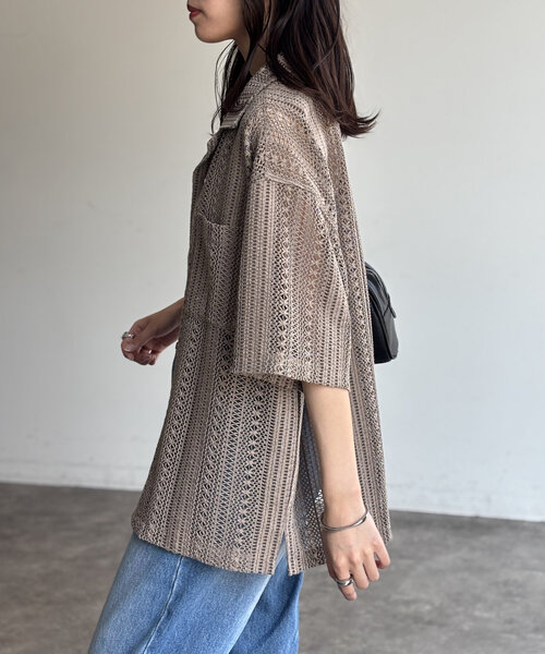 CPCM（シーピーシーエム）の「ピグメントレースシャツ（シャツ/ブラウス・メンズ・ブラウン/チャコールグレー/カーキ/アイボリー・MEDIUM/LARGE）」の22枚目の写真