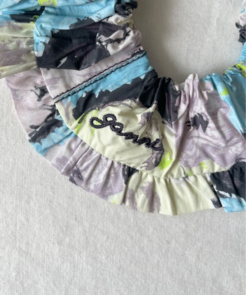 GANNI(ガニー)の「GANNI Printed cotton frill scrunchie(シュシュ・レディース・ブラック系その他・ONE SIZE)」の4枚目の写真