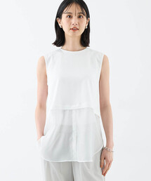A/C DESIGN BY ALPHA CUBIC（エーシーデザインバイアルファキュービック）の「【2025年春夏】裾シアーノースリーブトップス（Tシャツ/カットソー）」