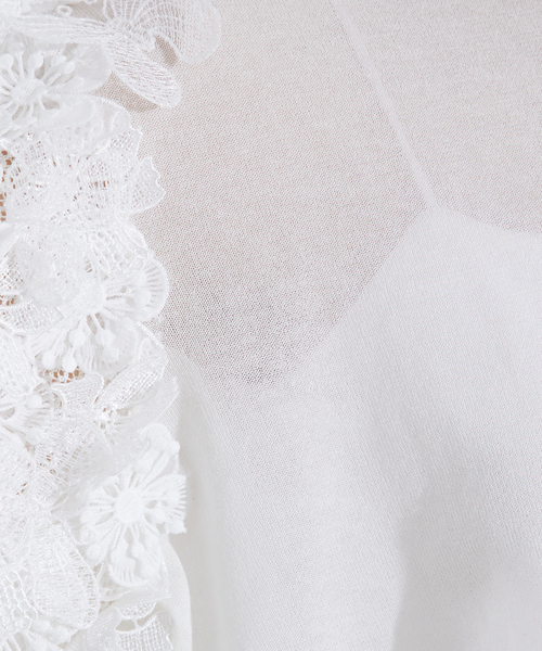 qualite（カリテ）の「boussole×qualiteフラワーエンブロPO/シアーニット/オフィスカジュアル/サマーニット（Tシャツ/カットソー・レディース・ブラック/オフホワイト・フリー）」の20枚目の写真