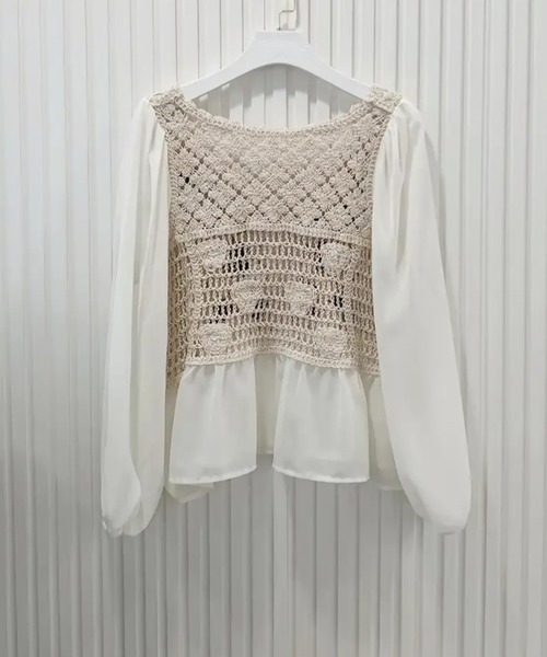NOLITA LABORATORY（ノリータラボラトリー）の「【 NOLITA / ノリータ 】ボヘミアンスタイル シフォン ニット ブラウス（シャツ/ブラウス・レディース・アイボリー・FREE）」の3枚目の写真