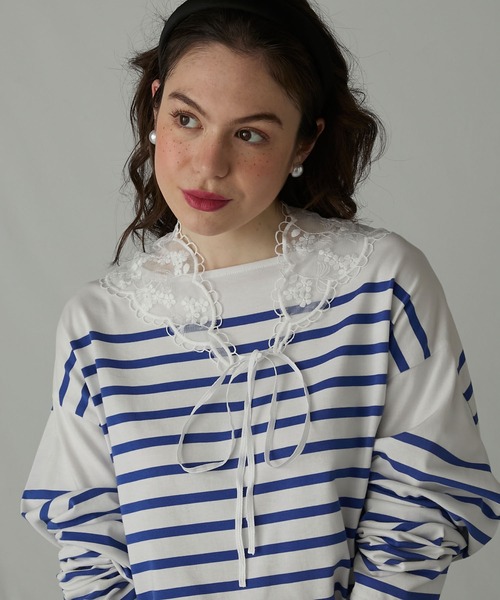 BONLECILL Marche（ボンルシールマルシェ）の「【BONLECILL Marche】アソートレースバブーシュカ／三角巾（バンダナ/スカーフ・レディース・ホワイト/ホワイト系1/ホワイト系2・FREE）」の3枚目の写真