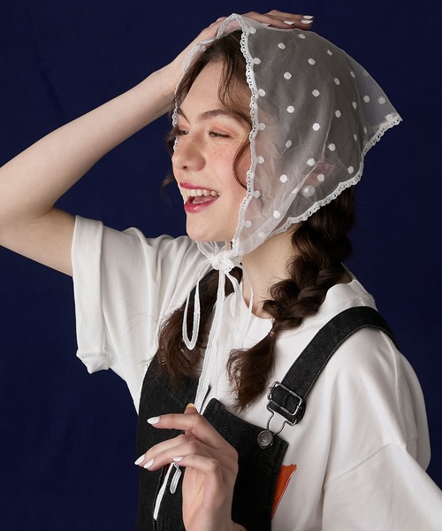 BONLECILL Marche（ボンルシールマルシェ）の「【BONLECILL Marche】アソートレースバブーシュカ／三角巾（バンダナ/スカーフ・レディース・ホワイト/ホワイト系1/ホワイト系2・FREE）」の9枚目の写真