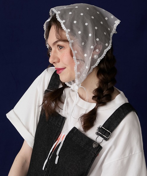 BONLECILL Marche（ボンルシールマルシェ）の「【BONLECILL Marche】アソートレースバブーシュカ／三角巾（バンダナ/スカーフ・レディース・ホワイト/ホワイト系1/ホワイト系2・FREE）」の10枚目の写真