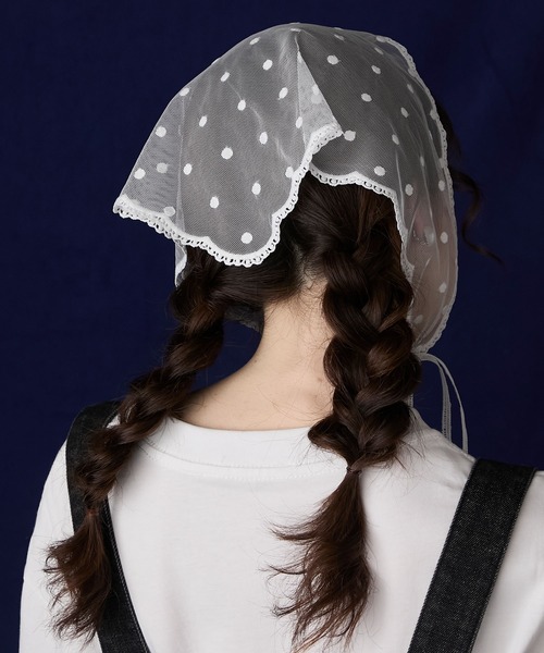 BONLECILL Marche（ボンルシールマルシェ）の「【BONLECILL Marche】アソートレースバブーシュカ／三角巾（バンダナ/スカーフ・レディース・ホワイト/ホワイト系1/ホワイト系2・FREE）」の5枚目の写真