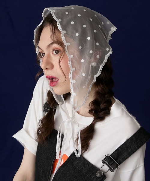 BONLECILL Marche（ボンルシールマルシェ）の「【BONLECILL Marche】アソートレースバブーシュカ／三角巾（バンダナ/スカーフ・レディース・ホワイト/ホワイト系1/ホワイト系2・FREE）」の7枚目の写真