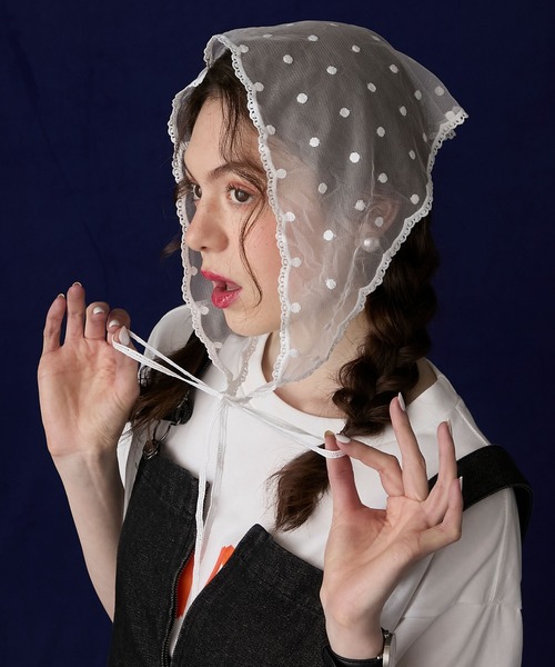 BONLECILL Marche（ボンルシールマルシェ）の「【BONLECILL Marche】アソートレースバブーシュカ／三角巾（バンダナ/スカーフ・レディース・ホワイト/ホワイト系1/ホワイト系2・FREE）」の11枚目の写真