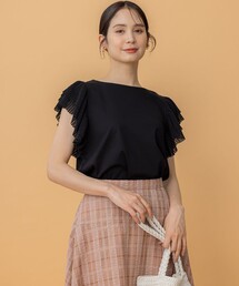 組曲 | プリーツコンビフレンチスリーブ カットソー(Tシャツ/カットソー)