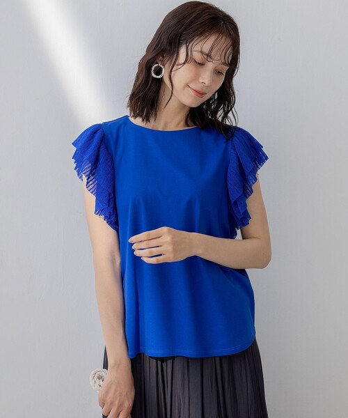 組曲（クミキョク）の「プリーツコンビフレンチスリーブ カットソー（Tシャツ/カットソー・レディース・ブラック系/アイボリー系/ブルー系・2/3）」の20枚目の写真