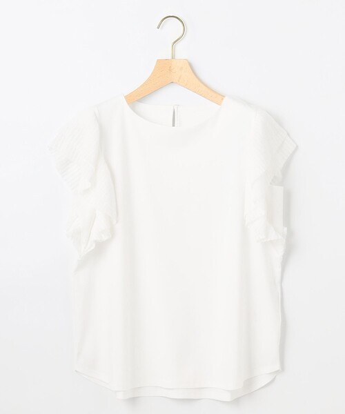 組曲（クミキョク）の「プリーツコンビフレンチスリーブ カットソー（Tシャツ/カットソー・レディース・ブラック系/アイボリー系/ブルー系・2/3）」の14枚目の写真