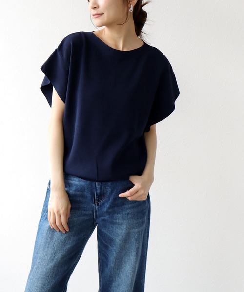 Jines（ジネス）の「ラッフルスリーブニット（ニット/セーター・レディース・ホワイト/ブラック/ネイビー/ブラウン/ボルドー・38）」の10枚目の写真