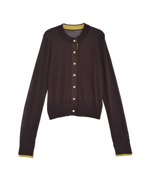 涼感]配色レイヤード風シアーニットカーディガン（カーディガン/ボレロ