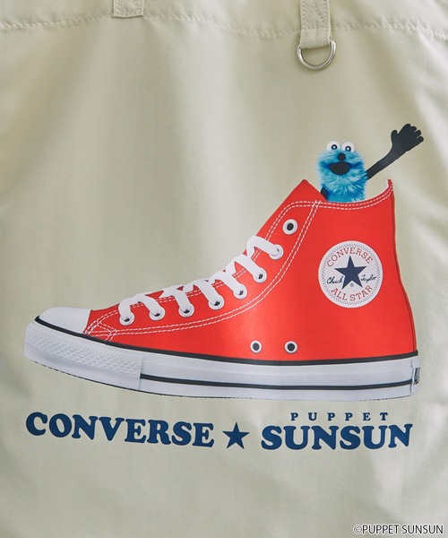CONVERSE（コンバース）の「【 CONVERS × PUPPET SUNSUN 】コンバース × パペットスンスン コラボ グラフィックプリント フラット トートバッグ（トートバッグ・レディース・アイボリー/サックスブルー/ブラック/ピンク/イエロー・FREE）」の11枚目の写真