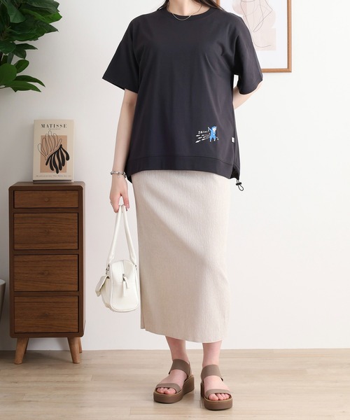 Quelle Chance(ケルシャンス)の「ドロスト刺しゅうプルオーバー ニャンジャ(Tシャツ/カットソー・レディース・イエロー/チャコールグレー/オートミール・M)」の21枚目の写真