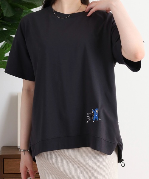 Quelle Chance(ケルシャンス)の「ドロスト刺しゅうプルオーバー ニャンジャ(Tシャツ/カットソー・レディース・イエロー/チャコールグレー/オートミール・M)」の22枚目の写真