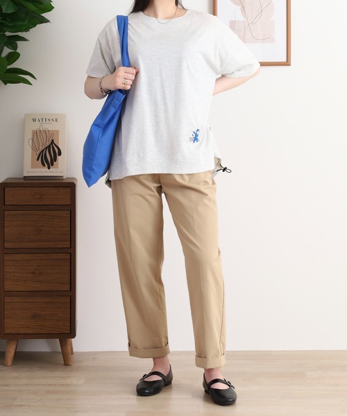 Quelle Chance(ケルシャンス)の「ドロスト刺しゅうプルオーバー ニャンジャ(Tシャツ/カットソー・レディース・イエロー/チャコールグレー/オートミール・M)」の17枚目の写真