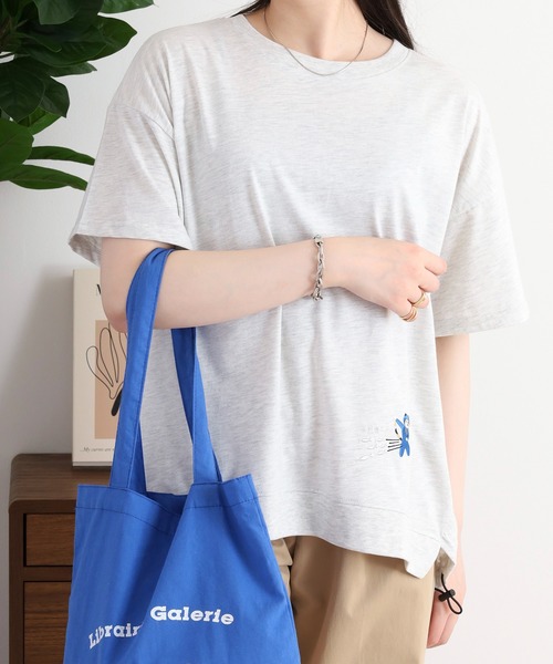 Quelle Chance(ケルシャンス)の「ドロスト刺しゅうプルオーバー ニャンジャ(Tシャツ/カットソー・レディース・イエロー/チャコールグレー/オートミール・M)」の20枚目の写真