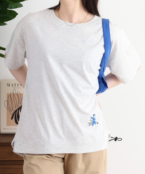 Quelle Chance(ケルシャンス)の「ドロスト刺しゅうプルオーバー ニャンジャ(Tシャツ/カットソー・レディース・イエロー/チャコールグレー/オートミール・M)」の18枚目の写真