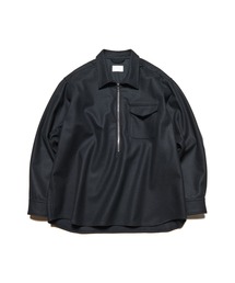 LIGHT MELTON WOOL HALF-ZIP SHIRT