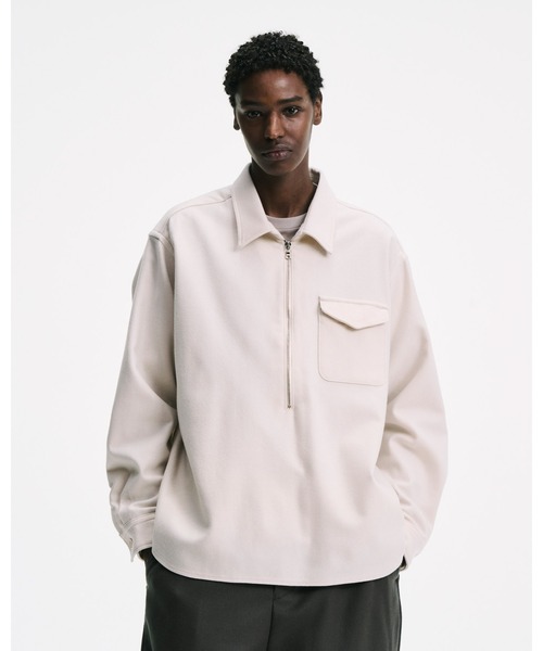 SOPHNET.(ソフネット)の「LIGHT MELTON WOOL HALF-ZIP SHIRT(シャツ/ブラウス・メンズ・オフホワイト/チャコールグレー/ブラック・3/2/1/4/5)」の4枚目の写真