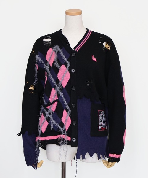 rurumu:（ルルムウ）の「rurumu:/ルルムウ/embroidery argyle cardigan（カーディガン/ボレロ・レディース・グレー/ブラック/サックスブルー・FREE）」の2枚目の写真