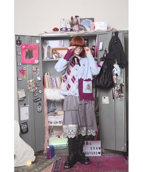 rurumu:（ルルムウ）の「rurumu:/ルルムウ/embroidery argyle cardigan（カーディガン/ボレロ・レディース・グレー/ブラック/サックスブルー・FREE）」の4枚目の写真