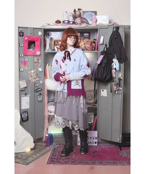 rurumu:（ルルムウ）の「rurumu:/ルルムウ/embroidery argyle cardigan（カーディガン/ボレロ・レディース・グレー/ブラック/サックスブルー・FREE）」の13枚目の写真
