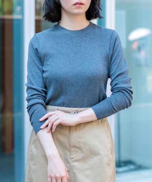 gicipi（ジチピ）の「[gicipi] FRAGORA フラーゴラ (2513A) / クルーネック フィットトップス（ニット/セーター・レディース・ホワイト/グレー/ブラック/イエロー/サーモンピンク/テラコッタ・1）」の3枚目の写真