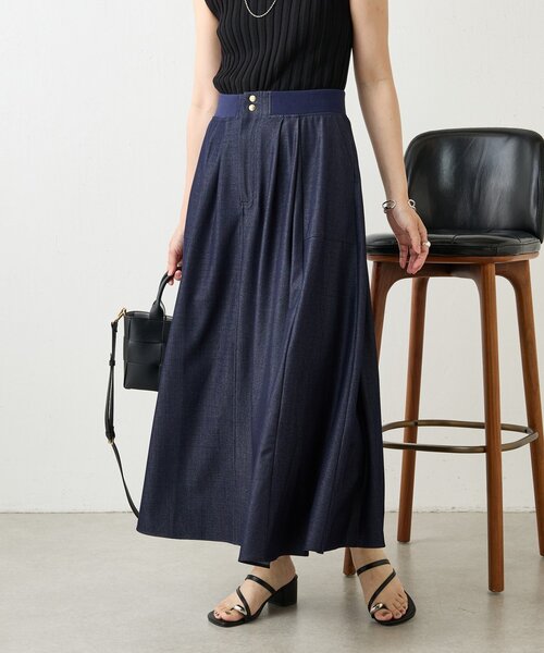 Jena espace merveilleux（ジェナ　エスパスメルヴェイユ）の「テンセルデニムフレアスカート（スカート・レディース・ブルー/ブラック・FREE）」の2枚目の写真