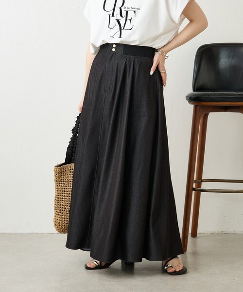 Jena espace merveilleux（ジェナ　エスパスメルヴェイユ）の「テンセルデニムフレアスカート（スカート・レディース・ブルー/ブラック・FREE）」の7枚目の写真