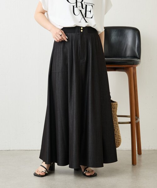 Jena espace merveilleux（ジェナ　エスパスメルヴェイユ）の「テンセルデニムフレアスカート（スカート・レディース・ブルー/ブラック・FREE）」の8枚目の写真