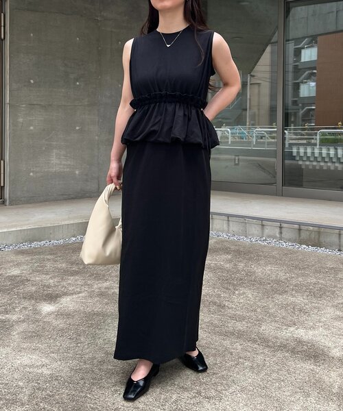 CAPRICIEUX LE'MAGE(カプリシューレマージュ)の「【低身長サイズあり】バルーンペプラムワンピース(ワンピース・レディース・ブラック/ベージュ・FREE/PS)」の22枚目の写真