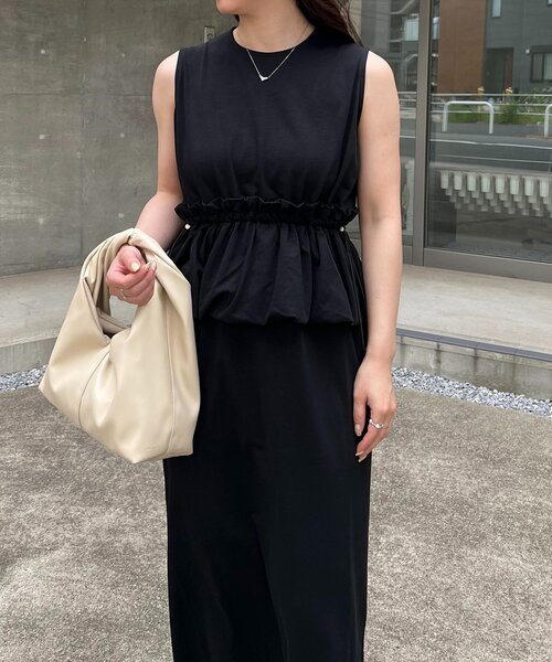 CAPRICIEUX LE'MAGE(カプリシューレマージュ)の「【低身長サイズあり】バルーンペプラムワンピース(ワンピース・レディース・ブラック/ベージュ・FREE/PS)」の21枚目の写真