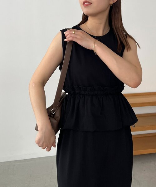CAPRICIEUX LE'MAGE(カプリシューレマージュ)の「【低身長サイズあり】バルーンペプラムワンピース(ワンピース・レディース・ブラック/ベージュ・FREE/PS)」の15枚目の写真