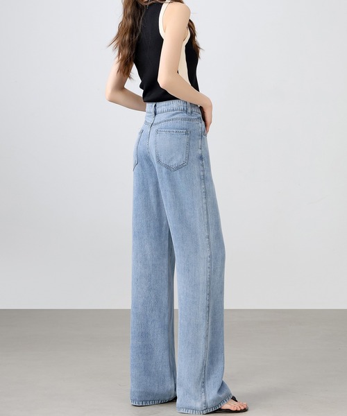 HANDO（ハンド）の「[高身長サイズMT/低身長サイズS有り]ハイウエストストレートデニム レディース韓国 オフィスカジュアル きれいめカジュアル（デニムパンツ・レディース・ブルー・S/M/L/XL/XXL）」の2枚目の写真