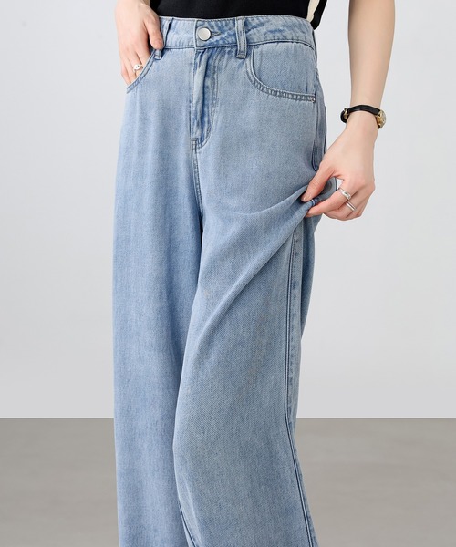 HANDO（ハンド）の「[高身長サイズMT/低身長サイズS有り]ハイウエストストレートデニム レディース韓国 オフィスカジュアル きれいめカジュアル（デニムパンツ・レディース・ブルー・S/M/L/XL/XXL）」の3枚目の写真