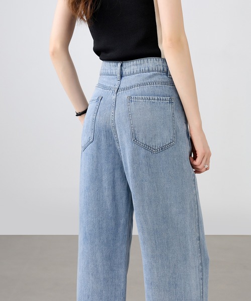 HANDO（ハンド）の「[高身長サイズMT/低身長サイズS有り]ハイウエストストレートデニム レディース韓国 オフィスカジュアル きれいめカジュアル（デニムパンツ・レディース・ブルー・S/M/L/XL/XXL）」の4枚目の写真