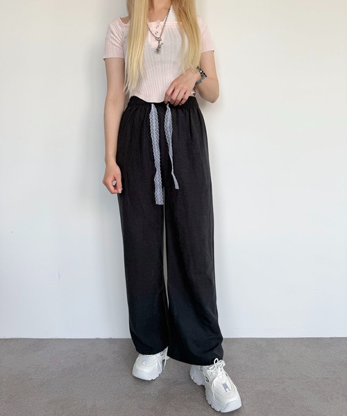 SHEPP(シープ)の「ウエストレース ピーチ起毛 イージーパンツ(その他パンツ・レディース・アイボリー/ベージュ/ブラック・F)」の10枚目の写真