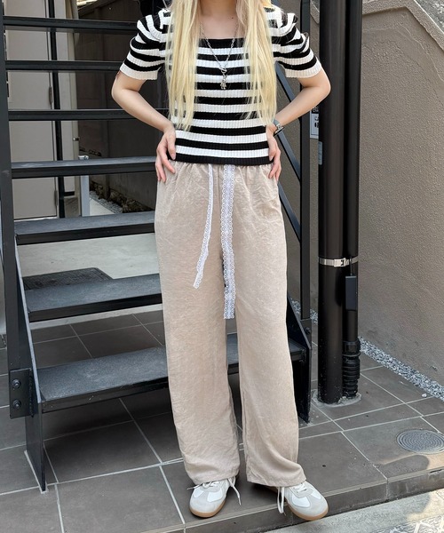 SHEPP(シープ)の「ウエストレース ピーチ起毛 イージーパンツ(その他パンツ・レディース・アイボリー/ベージュ/ブラック・F)」の13枚目の写真